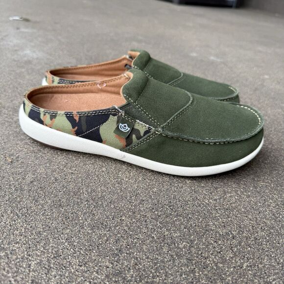 Spenco Women's Casual Suede Leather Mule Green Camo 7.5 Orthotic Recovery Shoes - Picture 1 of 5